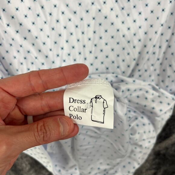 Collars and Co Relaxed Fit Polo Short Sleeve Geometric White Men's 3XL - Picture 9 of 11